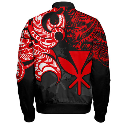 Hawaii Bomber Jacket Kanaka Polynesian Tribal Print Pattern