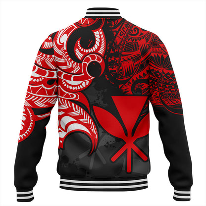 Hawaii Baseball Jacket Kanaka Polynesian Tribal Print Pattern