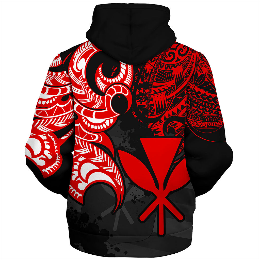 Hawaii Sherpa Hoodie Kanaka Polynesian Tribal Print Pattern