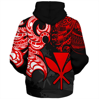 Hawaii Sherpa Hoodie Kanaka Polynesian Tribal Print Pattern