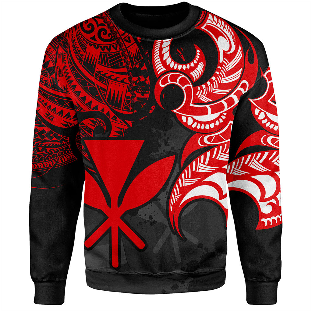 Hawaii Sweatshirt Kanaka Polynesian Tribal Print Pattern