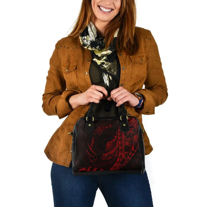 Kanaka Shoulder Handbag - Custom Personalised Polynesian Pattern Style Red Color