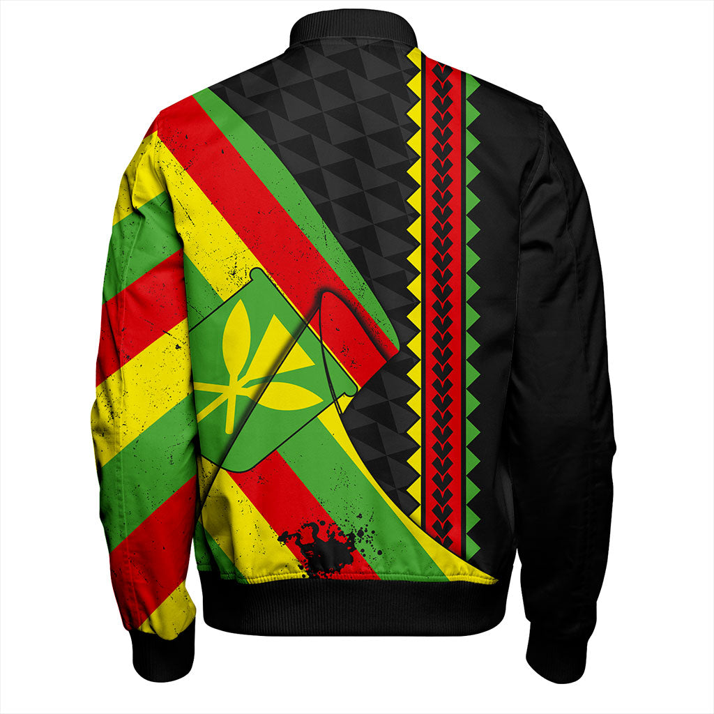 Hawaii Bomber Jacket Kanaka Tribal Flag Grunge Special