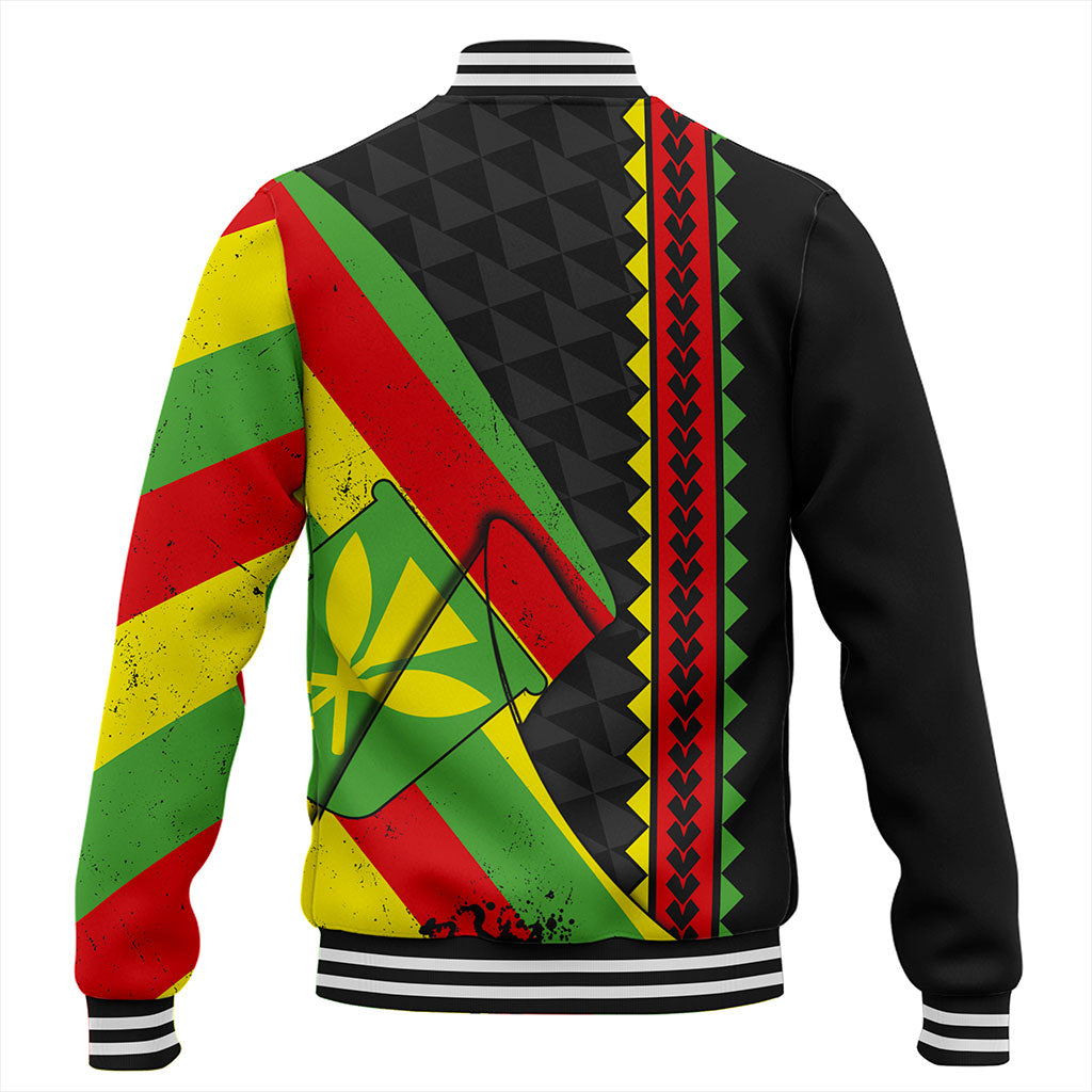 Hawaii Baseball Jacket Kanaka Tribal Flag Grunge Special
