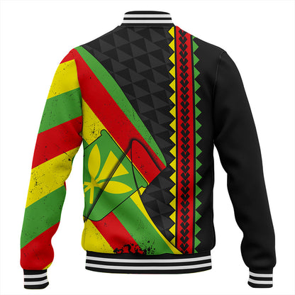 Hawaii Baseball Jacket Kanaka Tribal Flag Grunge Special