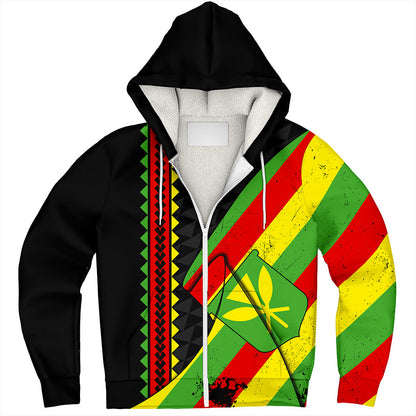 Hawaii Sherpa Hoodie Kanaka Tribal Flag Grunge Special