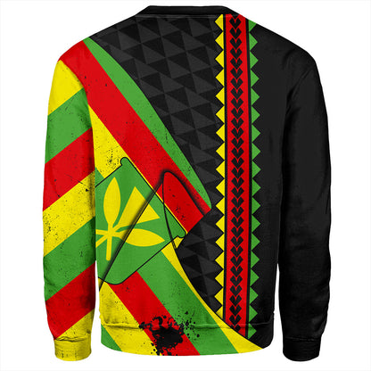 Hawaii Sweatshirt Kanaka Tribal Flag Grunge Special