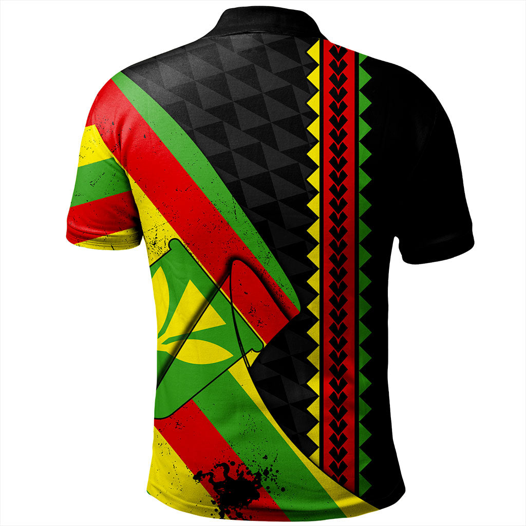 Hawaii Polo Shirt Kanaka Tribal Flag Grunge Special