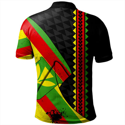 Hawaii Polo Shirt Kanaka Tribal Flag Grunge Special