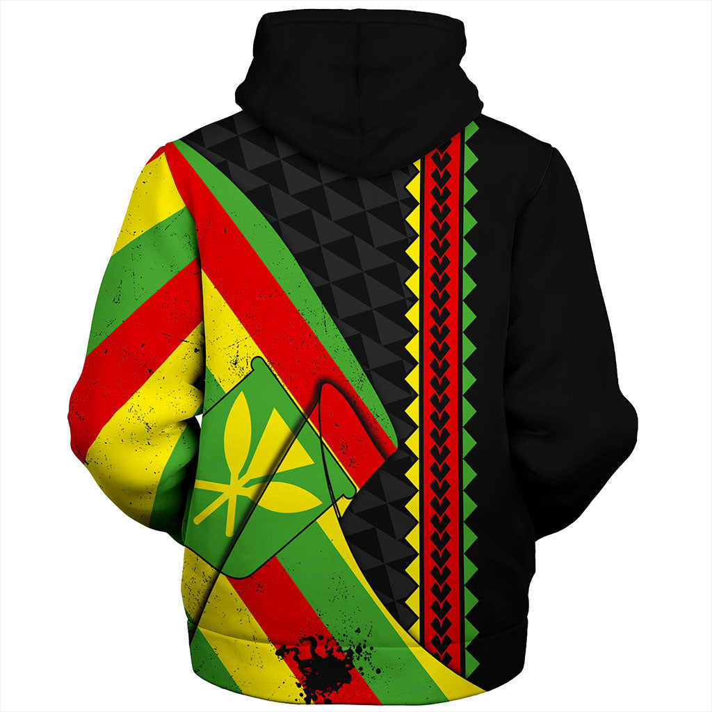 Hawaii Sherpa Hoodie Kanaka Tribal Flag Grunge Special