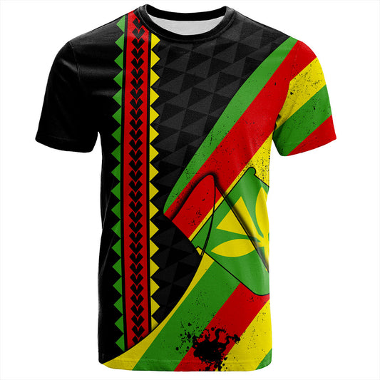 Hawaii T-Shirt Kanaka Tribal Flag Grunge Special