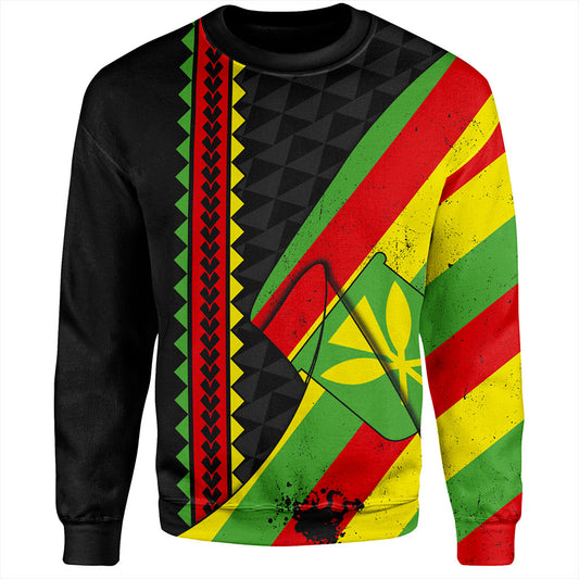 Hawaii Sweatshirt Kanaka Tribal Flag Grunge Special