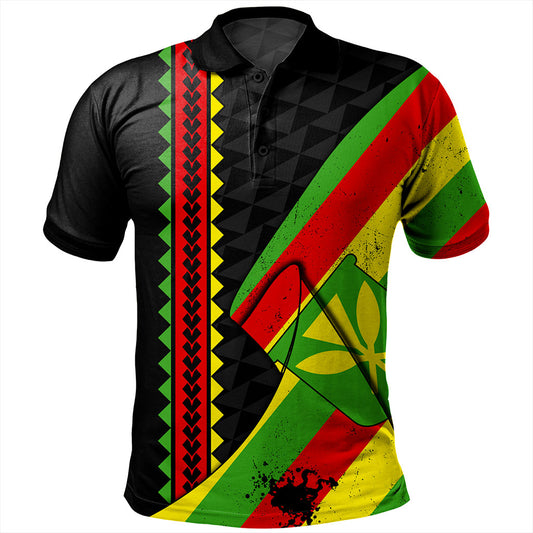 Hawaii Polo Shirt Kanaka Tribal Flag Grunge Special