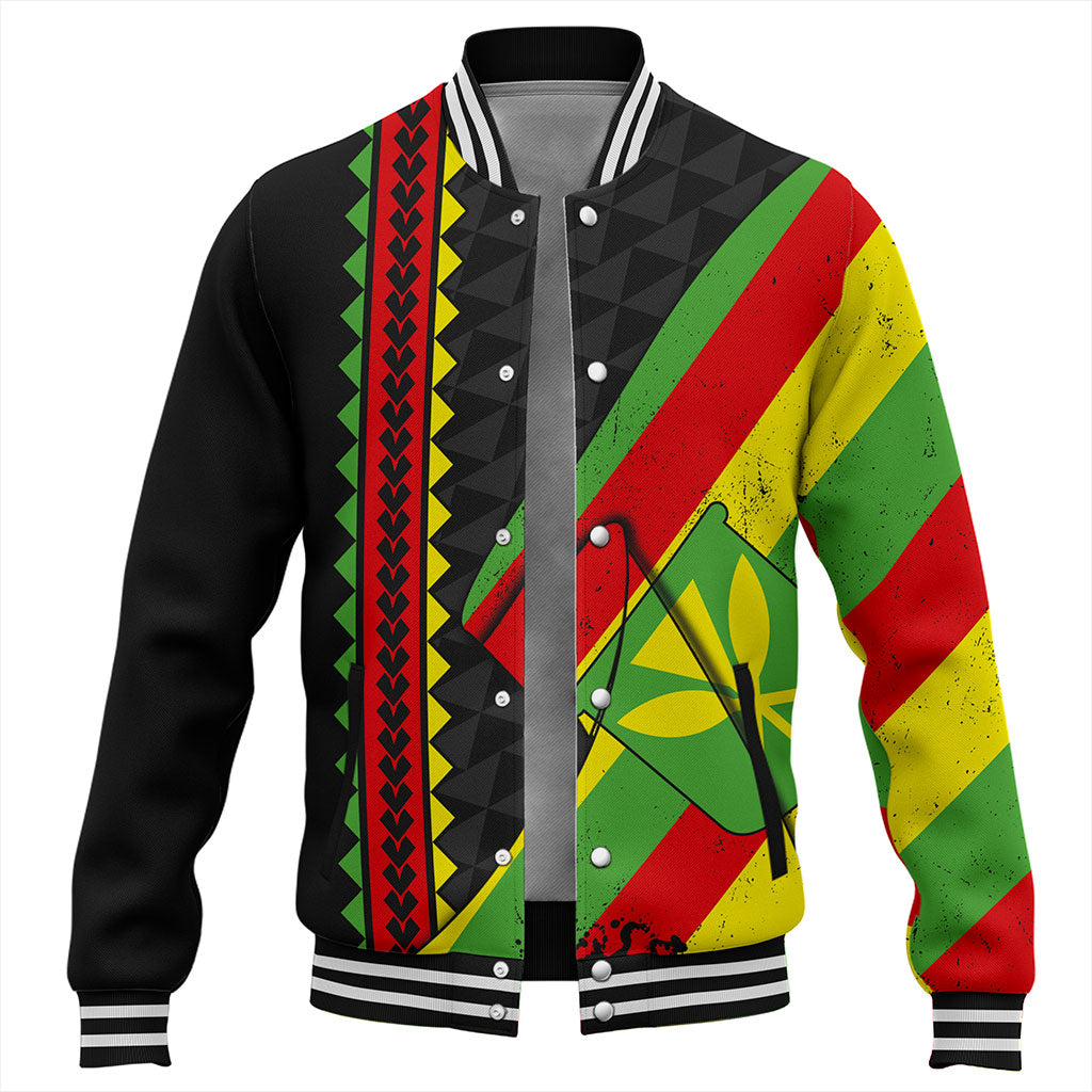 Hawaii Baseball Jacket Kanaka Tribal Flag Grunge Special