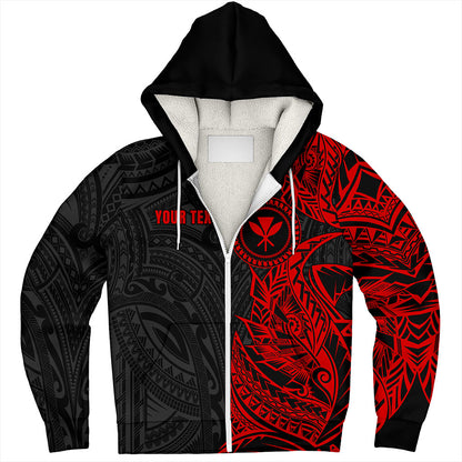 Hawaii Sherpa Hoodie Custom Kanaka Tribal Tattoo