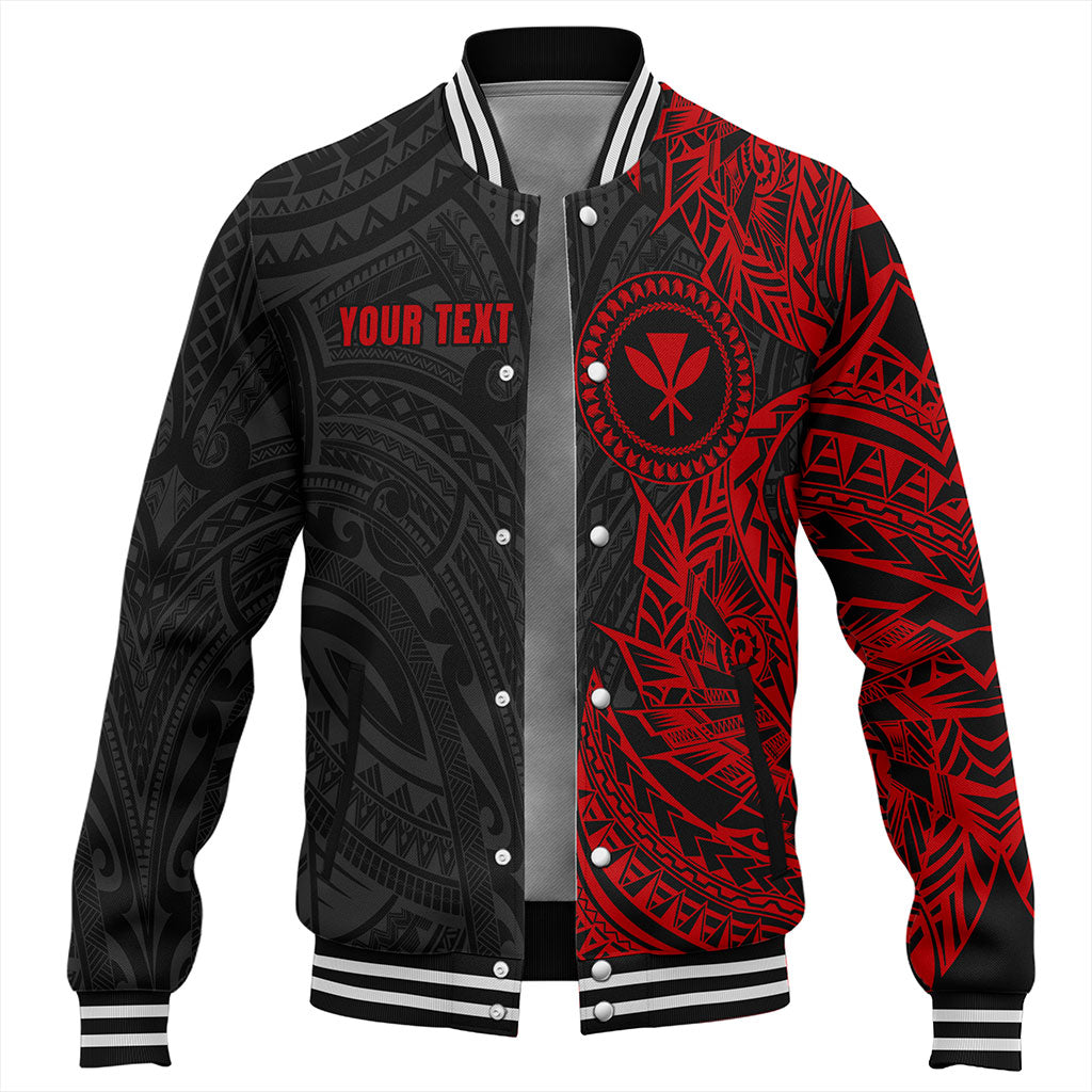 Hawaii Baseball Jacket Custom Kanaka Tribal Tattoo