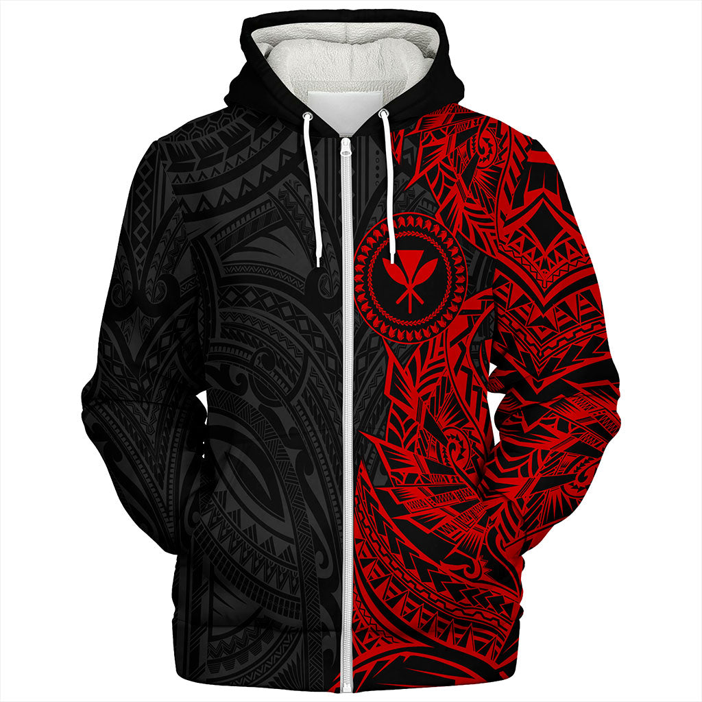 Hawaii Sherpa Hoodie Custom Kanaka Tribal Tattoo
