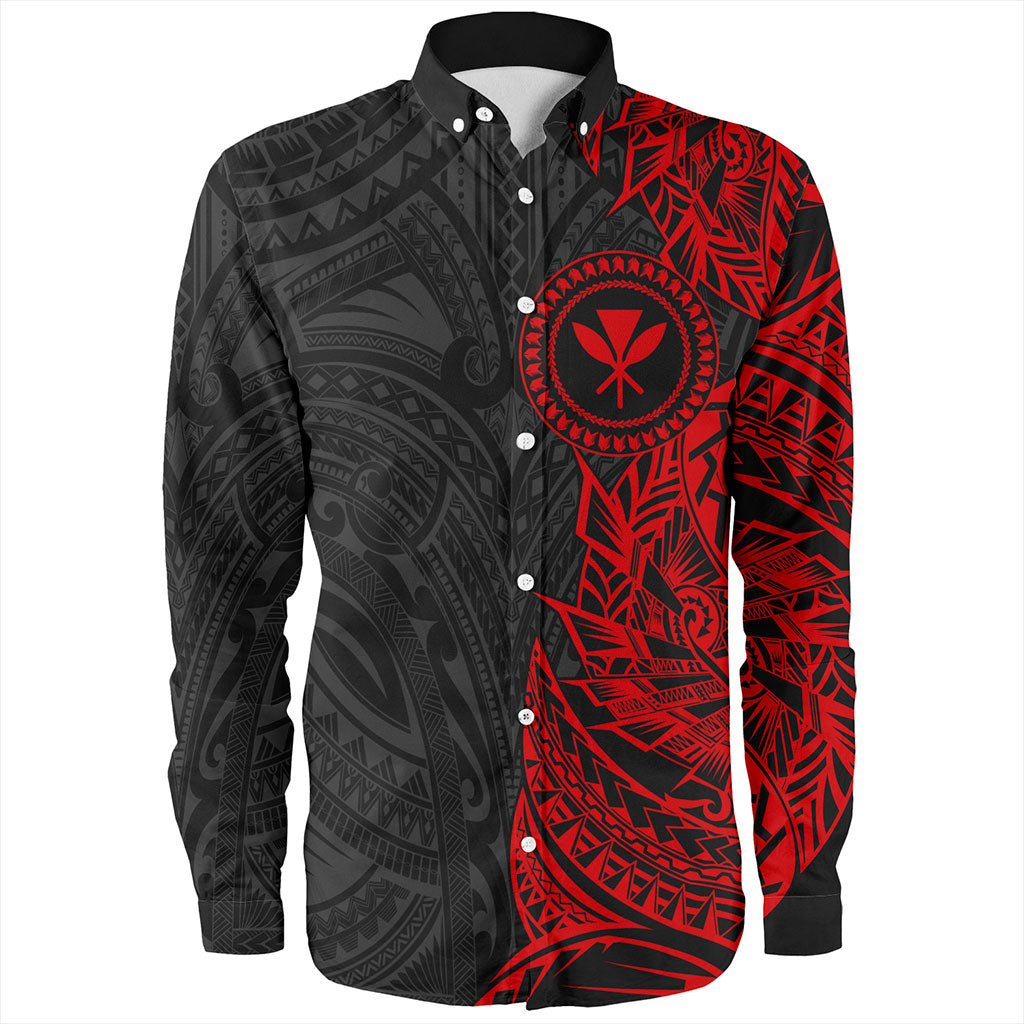 Hawaii Long Sleeve Shirt Custom Kanaka Tribal Tattoo