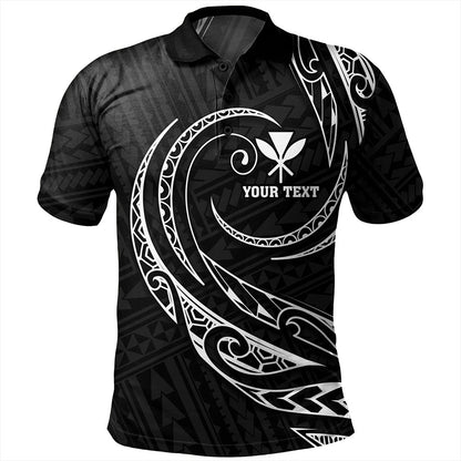 Hawaii Polo Shirt Custom Kanaka Map Polynesian Tribal Wave