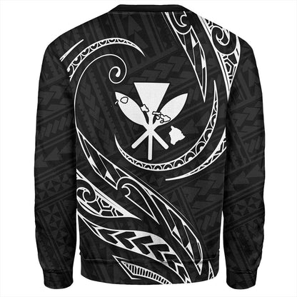 Hawaii Sweatshirt Custom Kanaka Map Polynesian Tribal Wave