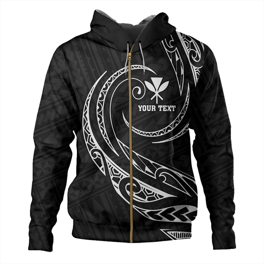 Hawaii Hoodie Custom Kanaka Map Polynesian Tribal Wave