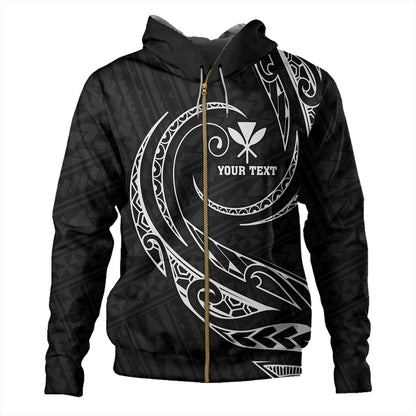 Hawaii Hoodie Custom Kanaka Map Polynesian Tribal Wave