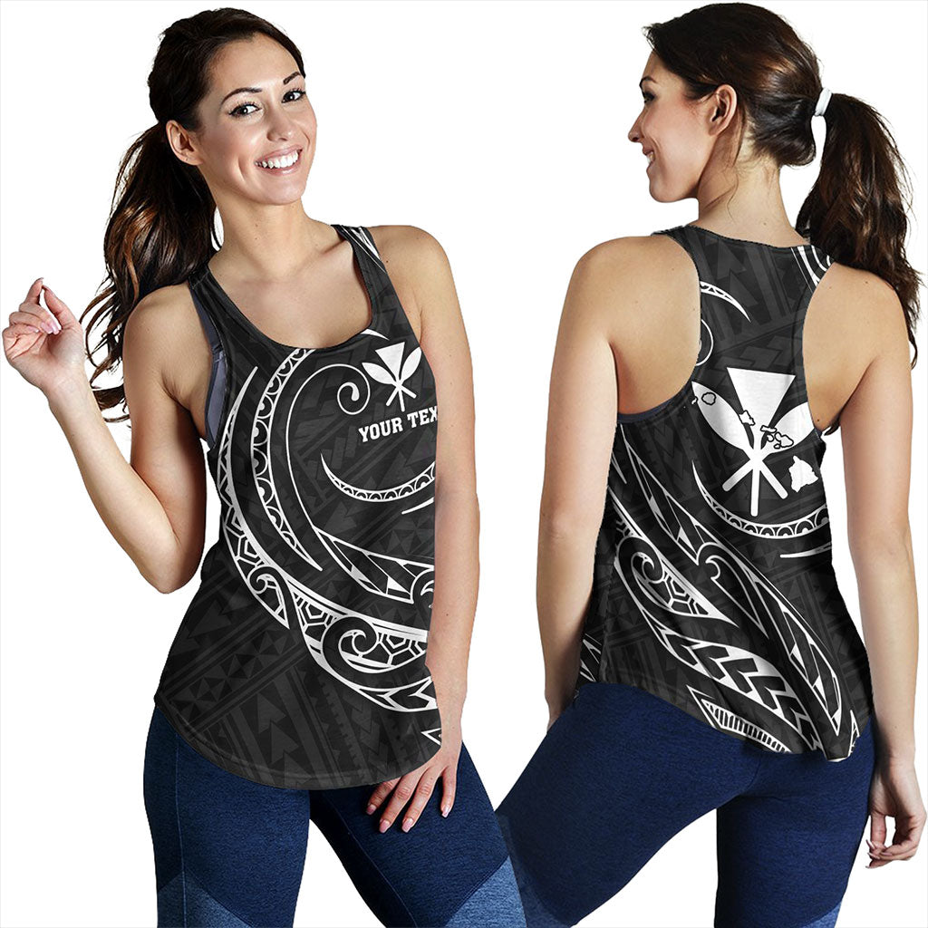 Hawaii Women Tank Custom Kanaka Map Polynesian Tribal Wave