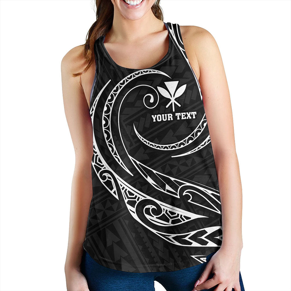 Hawaii Women Tank Custom Kanaka Map Polynesian Tribal Wave