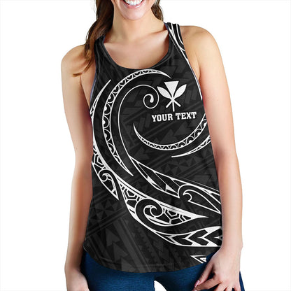Hawaii Women Tank Custom Kanaka Map Polynesian Tribal Wave