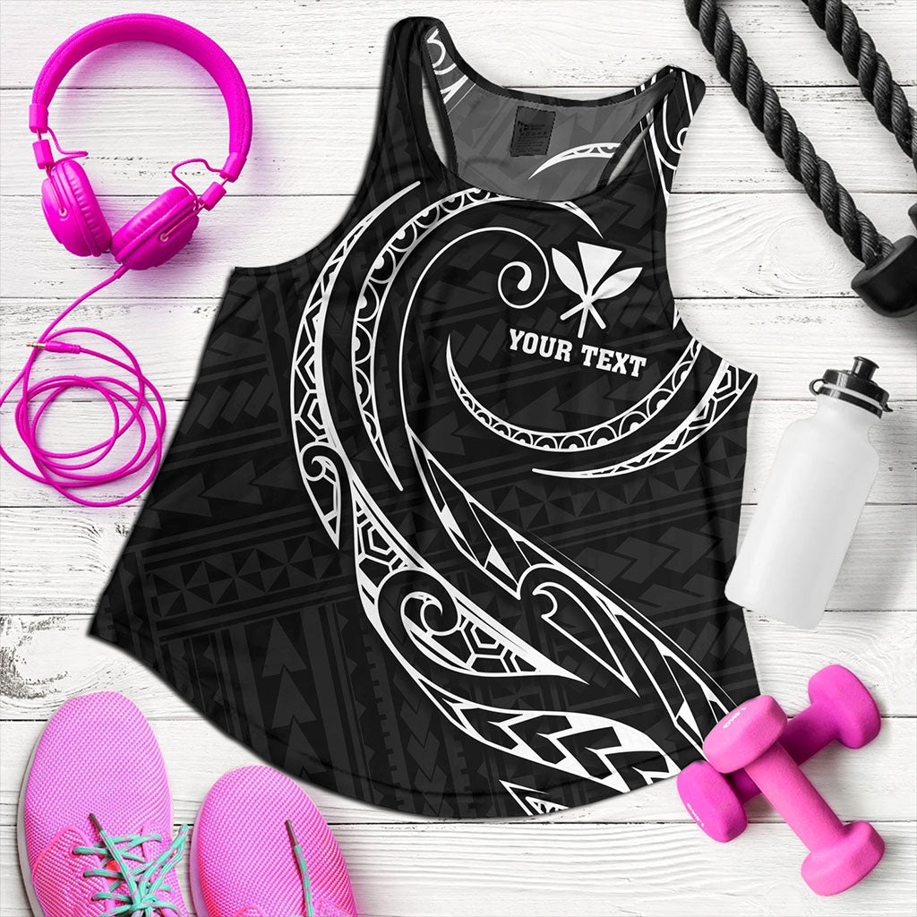 Hawaii Women Tank Custom Kanaka Map Polynesian Tribal Wave