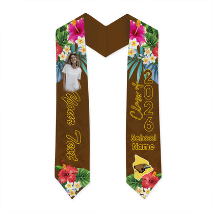 Hawaii Graduation Stole Custom Ke Kula O Ehunuikaimalino Class 2026 Tropical Hibiscus Island Style