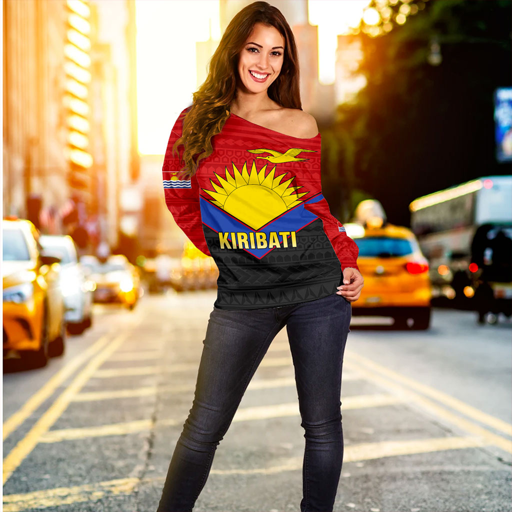 Kiribati Off Shoulder Sweatshirt Custom Sport Style Polynesian