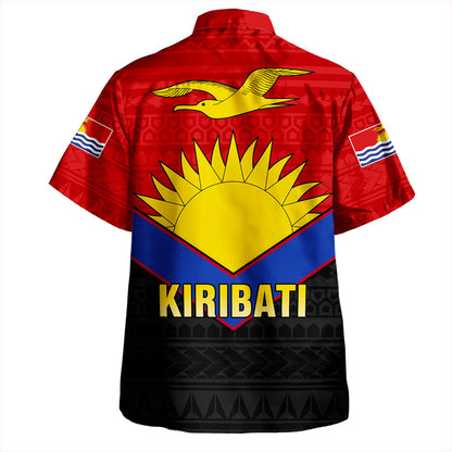 Kiribati MAIANA Hawaiian Shirt Polynesian Half Sleeve Gold Tattoo With Seal Black