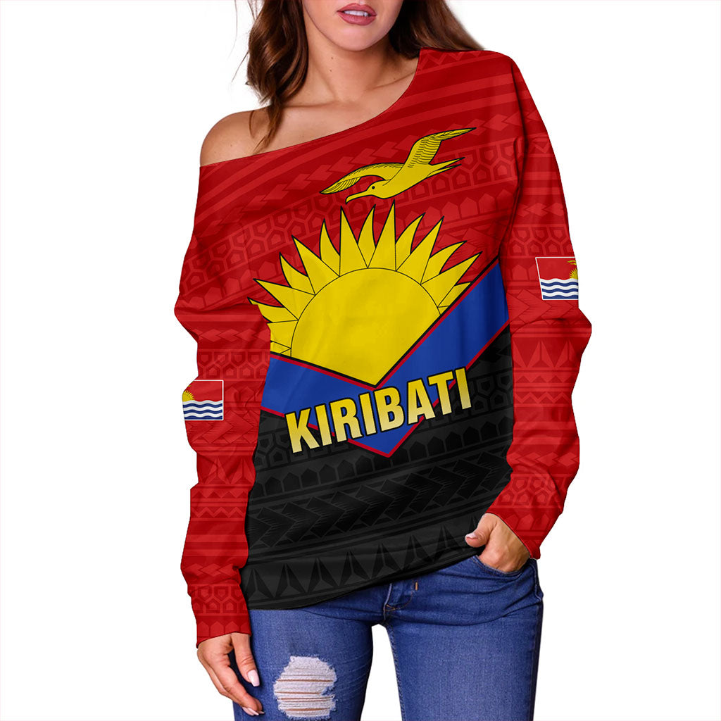 Kiribati Off Shoulder Sweatshirt Custom Sport Style Polynesian