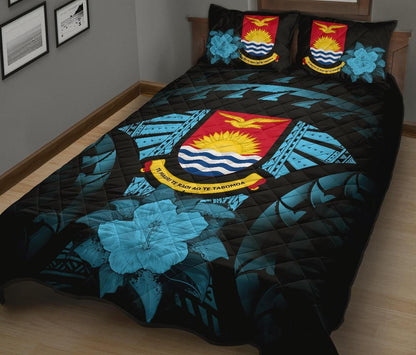 Kiribati Polynesian Quilt Bed Set Hibiscus Blue