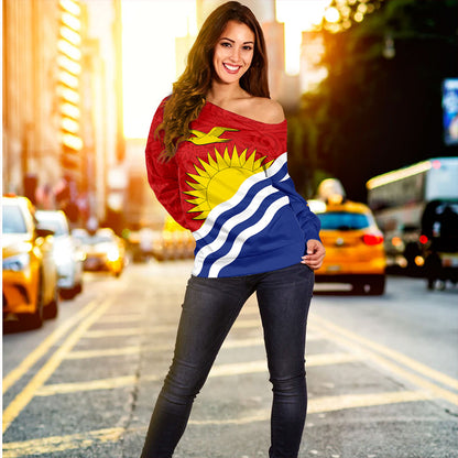 Kiribati Off Shoulder Sweatshirt Country Flag Style