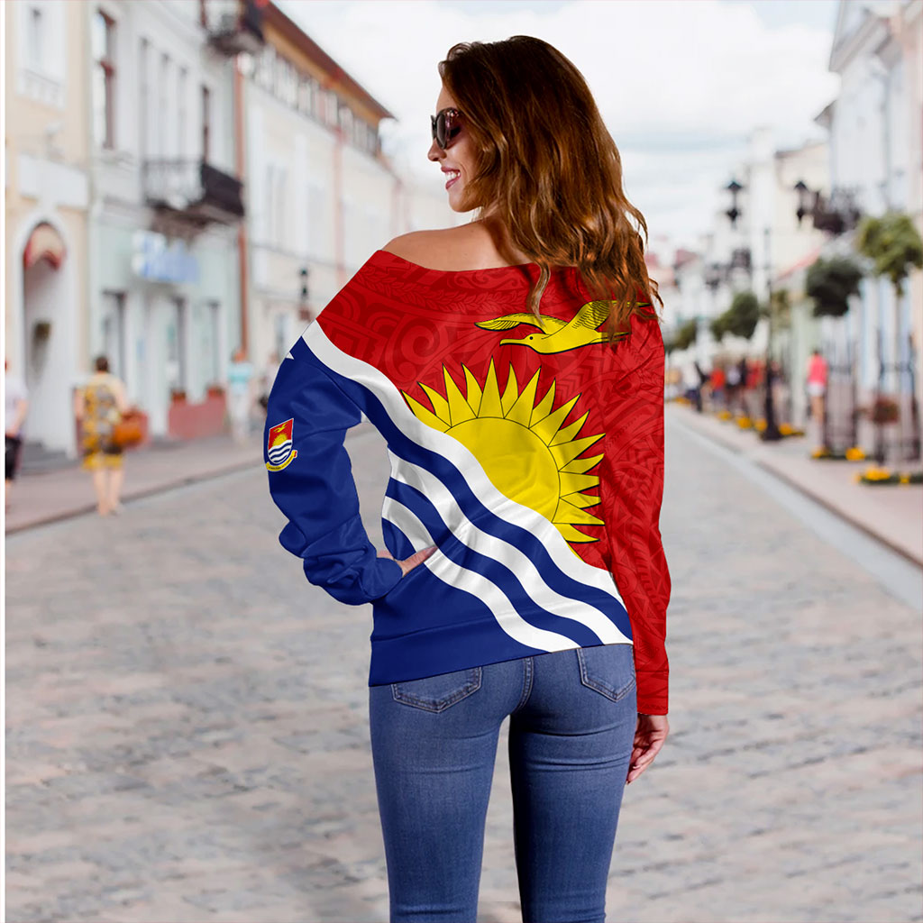 Kiribati Off Shoulder Sweatshirt Country Flag Style