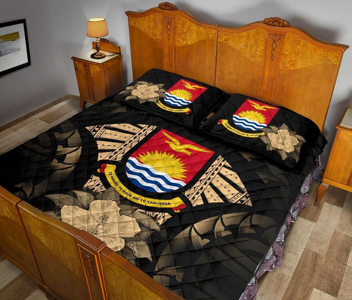Kiribati Polynesian Quilt Bed Set Hibiscus Gold