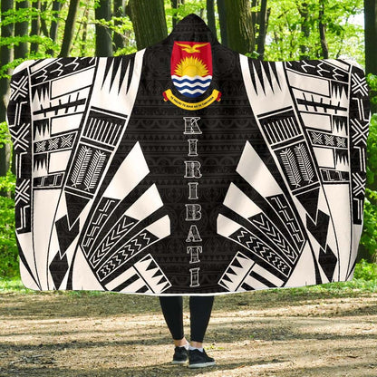 Kiribati Hooded Blanket - Polynesian Tattoo Black