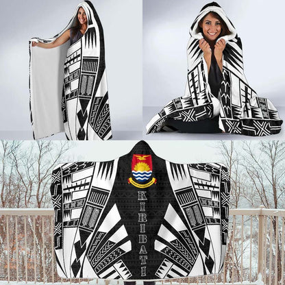 Kiribati Hooded Blanket - Polynesian Tattoo Black