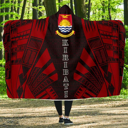 Kiribati Hooded Blanket - Polynesian Tattoo Red