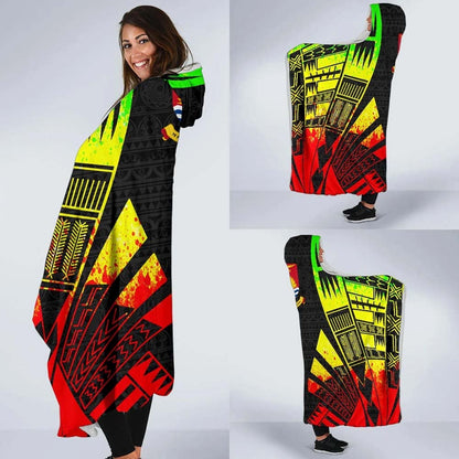Kiribati Hooded Blanket - Polynesian Tattoo Reggae