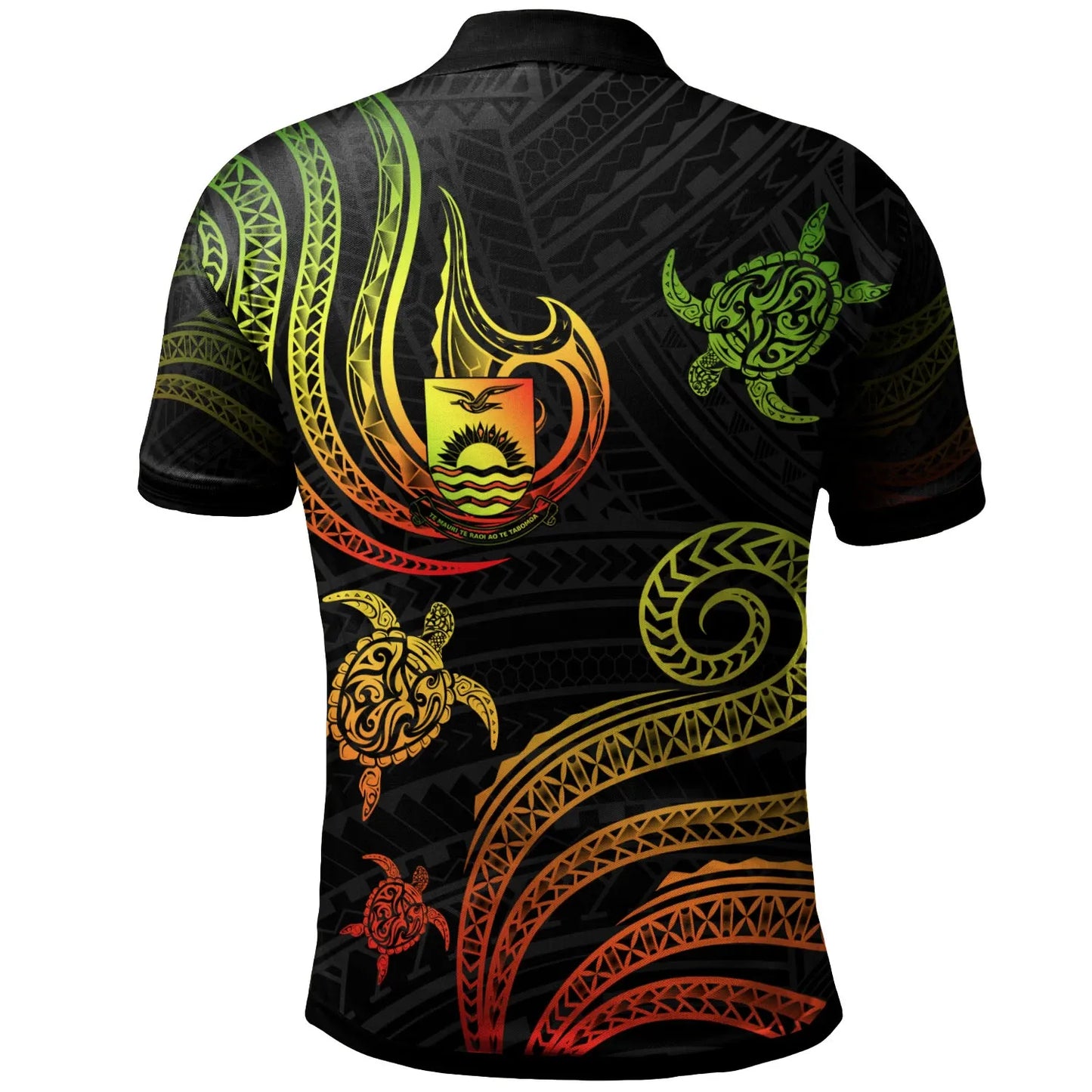 Kiribati Polo Shirt - Polynesian Turtle With Pattern Reggae