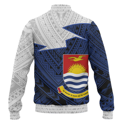 Kiribati Baseball Jacket Polynesian Tattoo Flag And Coat Of Arms