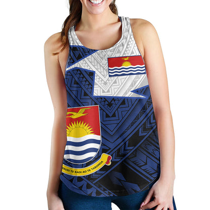Kiribati Women Tank Polynesian Tattoo Flag And Coat Of Arms