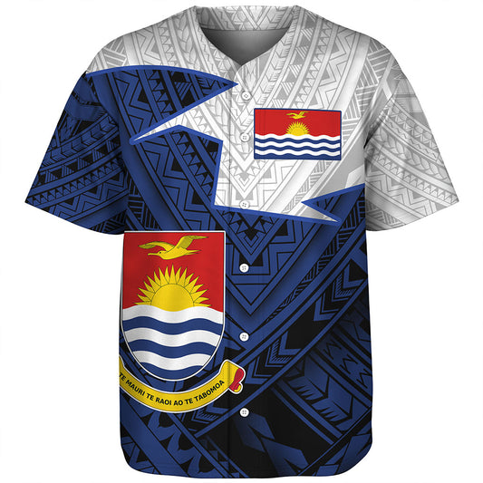 Kiribati Baseball Shirt Polynesian Tattoo Flag And Coat Of Arms