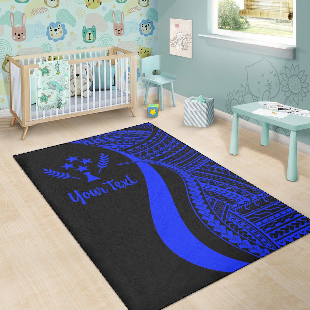 Kosrae Custom Personalised Area Rug - Blue Polynesian Tentacle Tribal Pattern