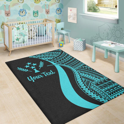 Kosrae Custom Personalised Area Rug - Turquoise Polynesian Tentacle Tribal Pattern
