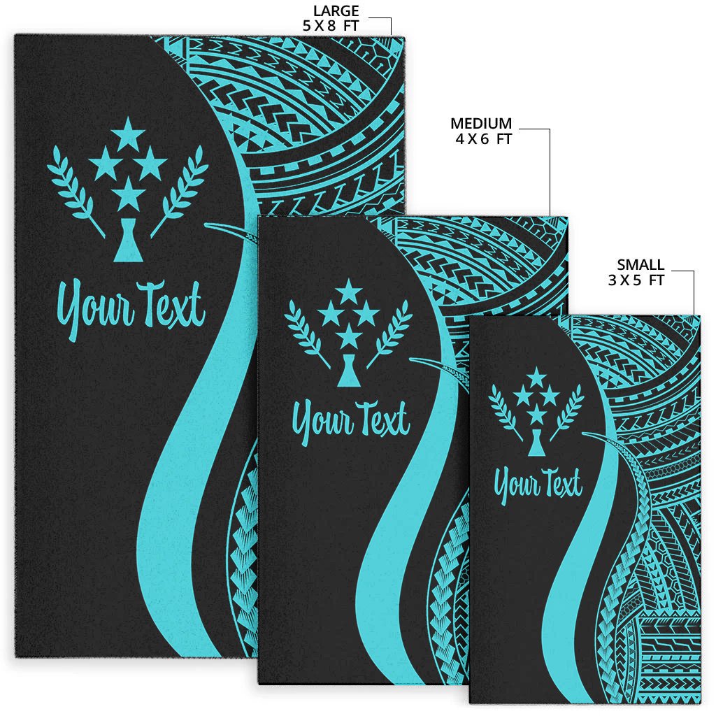 Kosrae Custom Personalised Area Rug - Turquoise Polynesian Tentacle Tribal Pattern