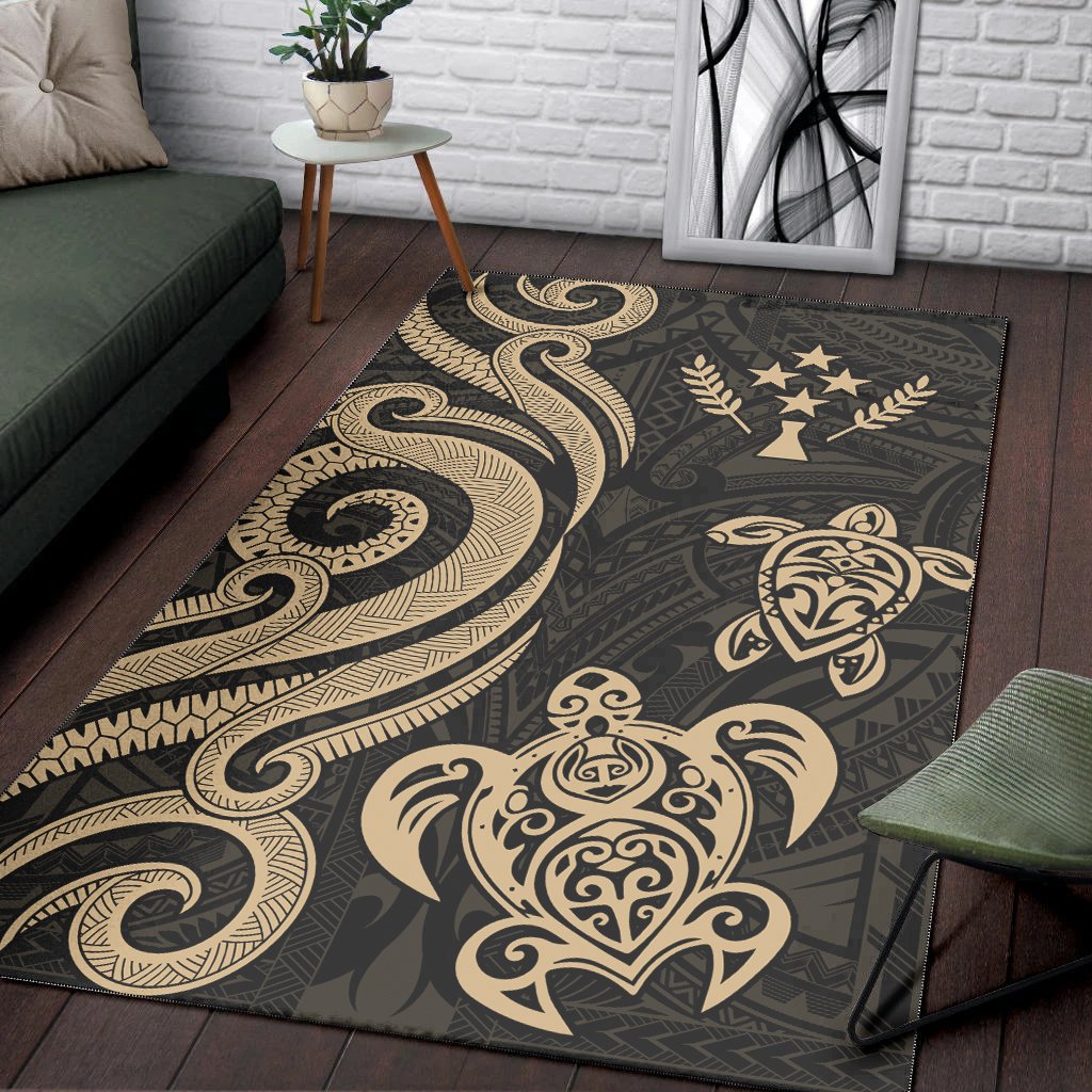Kosrae Area Rug - Gold Tentacle Turtle